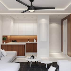 Titan 52 in. Indoor/Outdoor Covered Matte Black Ceiling Fan with Remote and DC Motor