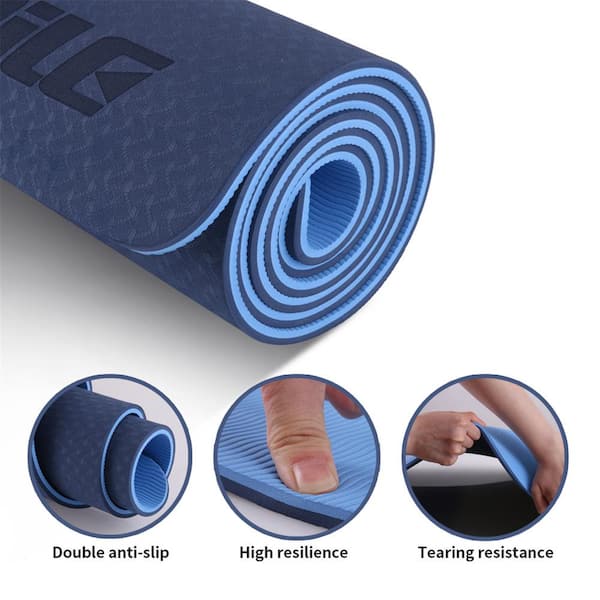 Ultra Soft Anti Skid Yoga Mat with Carry Bag 6 mm Blue (Exercise