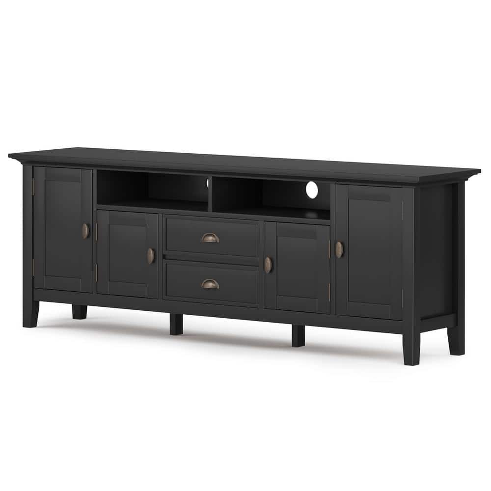 Redmond Black Solid Wood 72" TV Media Stand with Cabinets