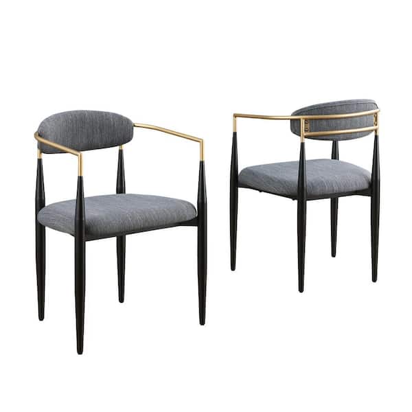 Best Master Furniture Amor Gray Linen Dining Chairs (Set of 2)