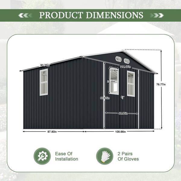 Ama pear 9.5 ft. W x 7.8 ft. D Metal Outdoor Storage Shed with