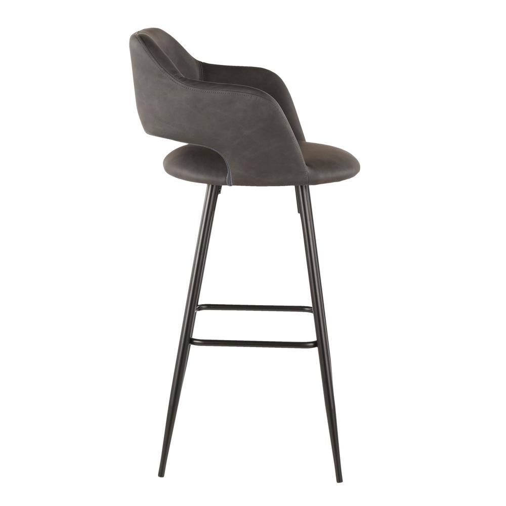 Sleek Contemporary 40.5" Black Metal & Grey Leather Bar Stool Set