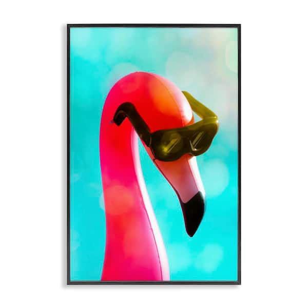 Flamingo Basking in Bokeh by Graffi*tee Studios Black Framed Animal Giclee Art Print 18 in. x 12 in.