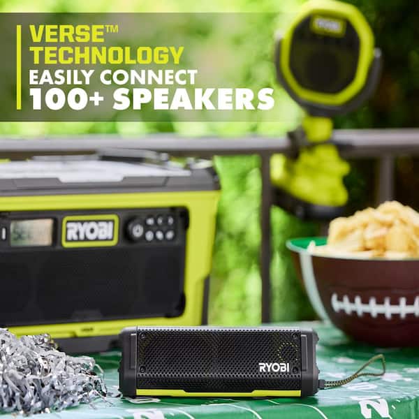 RYOBI - USB Lithium Cordless Bluetooth Charging Speaker Kit with 2.0 Ah Battery and Charging Cable