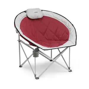 Equipment Oversized Padded Round Moon Outdoor Camping Folding Chair, Wine
