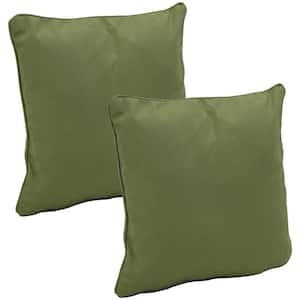 16 in. Dark Green Square Outdoor Patio Throw Pillows (Set of 2)