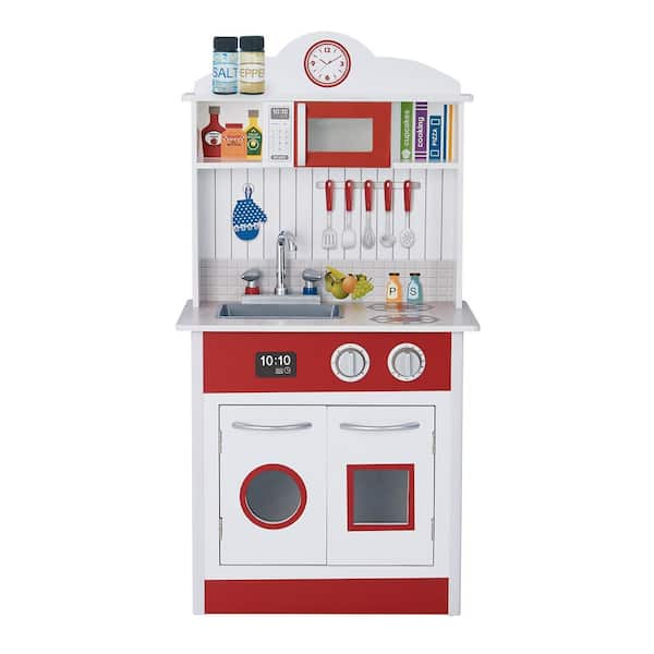 Teamson Kids Little Chef Madrid Classic Play Kitchen with Red