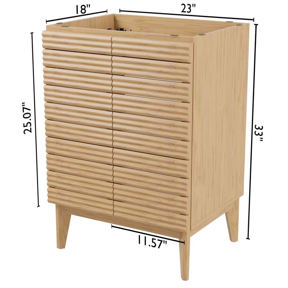 Calandre 24" Oak Slat Modern Farmhouse Bath Vanity Cabinet