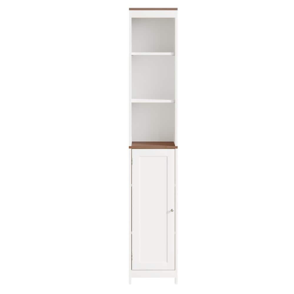 White Tall Bathroom Linen Tower with Reversible Door, Open & Closed Storage for Small Spaces price history on PriceWatchPro