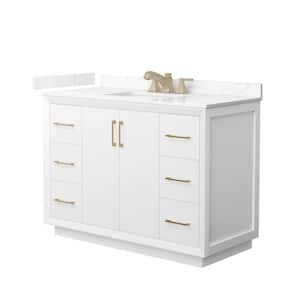 Strada 48 in. W x 22 in. D x 35 in. H Single Bath Vanity in White with Giotto Quartz Top