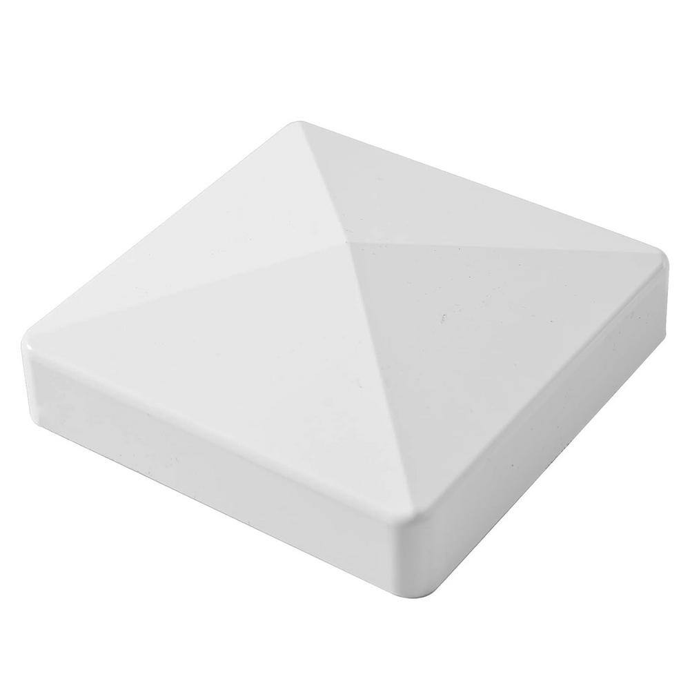 95 in. White Vinyl Garden Fence Posts with Caps, Set of 2