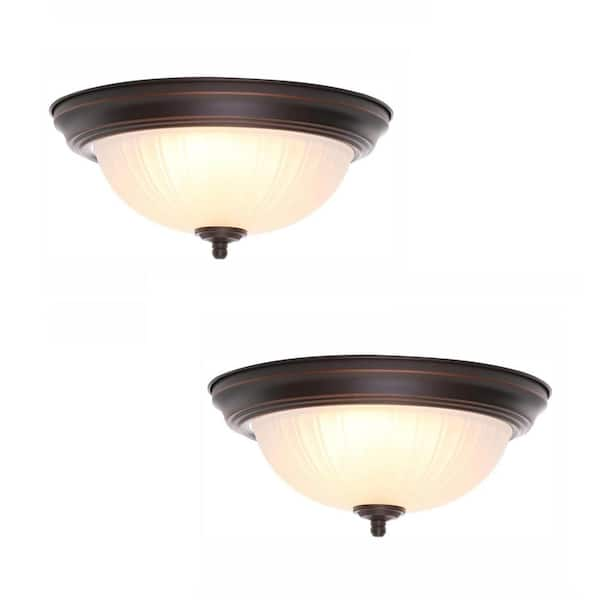 Unbranded 11 in. Oil Rubbed Bronze LED Flush Mount (2-Pack)