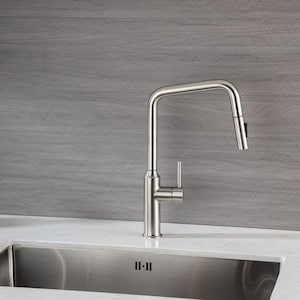 High-arc Spout Single Handle Pull Down Sprayer Kitchen Faucet with Advanced Spray in Brushed Nickel