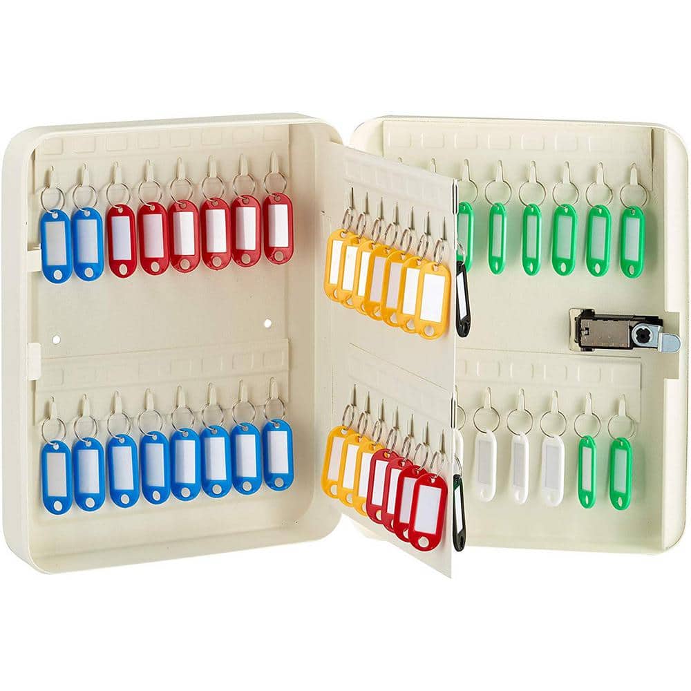 White Steel Wall-Mount 30-Key Combination Lock Cabinet