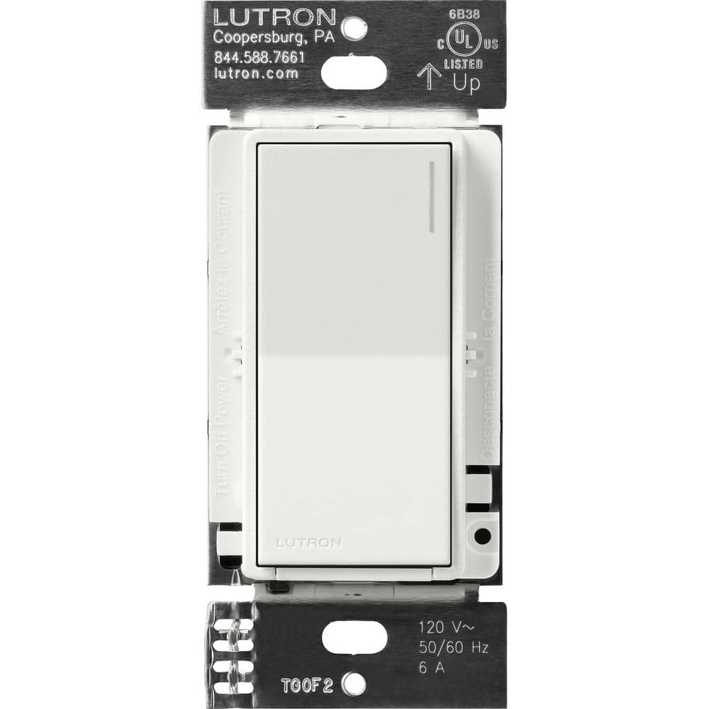 Lutron Sunnata Switch, for 6A Lighting or 3A 1/10 HP Motor, Single Pole/Multi  Location, Architectural White (ST-6ANS-RW) ST-6ANS-RW The Home Depot