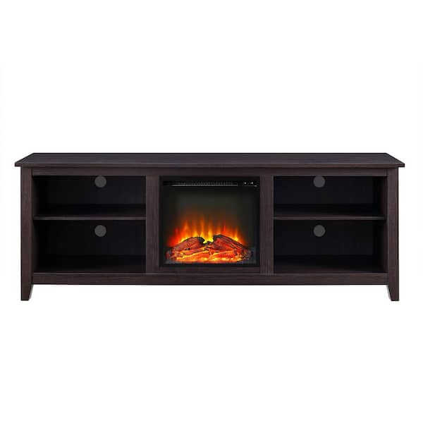 70 in. Freestanding Modern Transitional TV Stand with Electric Fireplace in Coffee