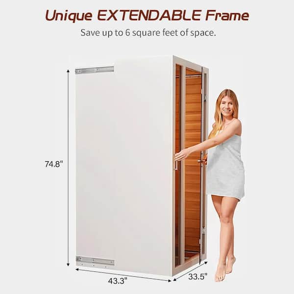 Vanity Art 1-Person Extendable Indoor FAR Infrared Sauna Bluetooth Compatible with 6-Carbon Heaters