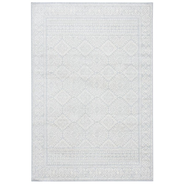 SAFAVIEH Tulum Light Gray/Ivory 6 ft. x 9 ft. Border Geometric Diamonds Area Rug