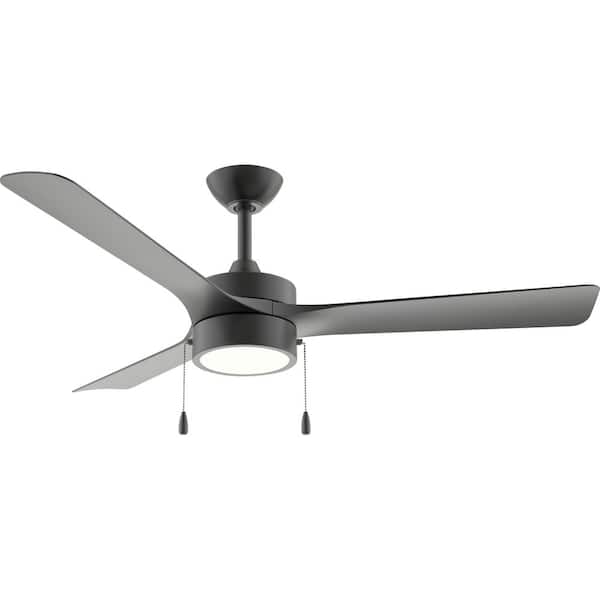 Axion I 52 in. 3-Blade Matte Black Standard Modern Downrod Mount LED Ceiling Fan with Matte Black Blades