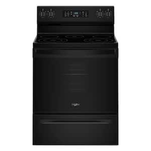 30 in. 5 Element Freestanding Electric Range in Black with Air Cooking Technology and Steam Clean