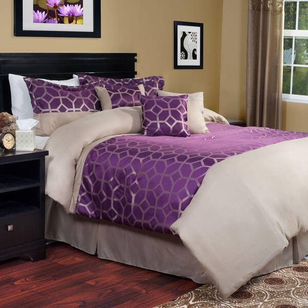 Lavish Home Aria 7-Piece Purple Queen Comforter Set