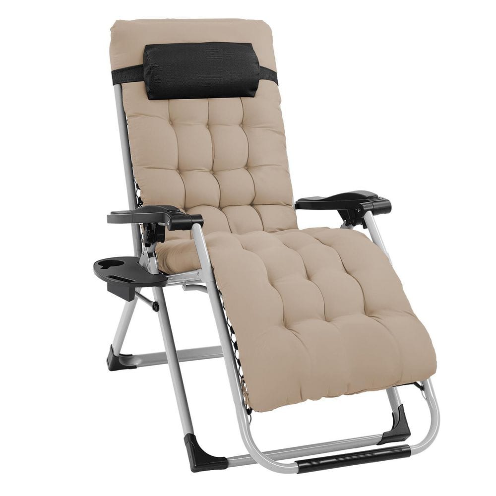 Patio Black Folding Zero Gravity Chair with Khaki Cushion price history on PriceWatchPro
