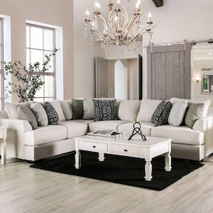 Arolla 135 in. Chenille L-Shaped Sectional in Beige