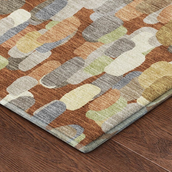 Mayfield Premium Machine Washable Abstract AMF2451 Paprika 9 ft. x 12 ft. Area Rug