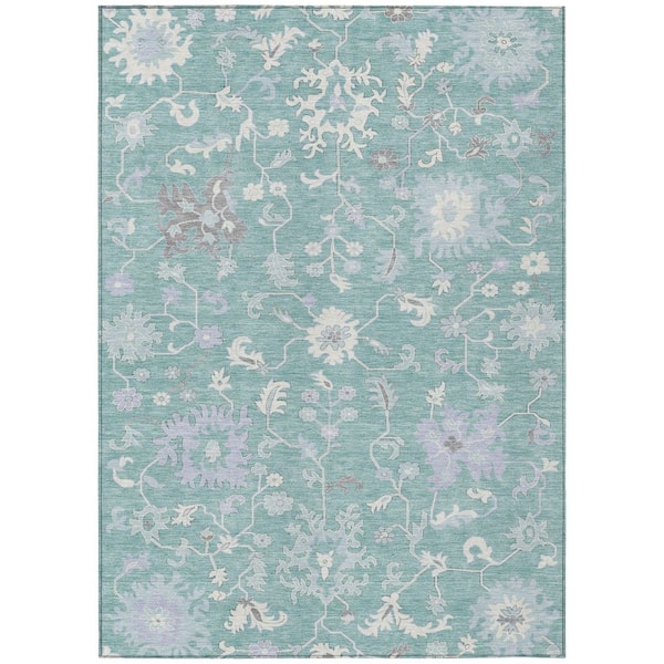 Chantille Machine Washable Indoor/Outdoor Abstract ACN1854 Seafoam 5 ft. x 7 ft. 6 in. Accent Rug