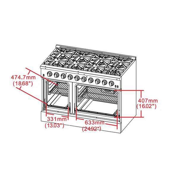 Galiano 48-inch Stainless Steel Dual-Fuel Range with Griddle