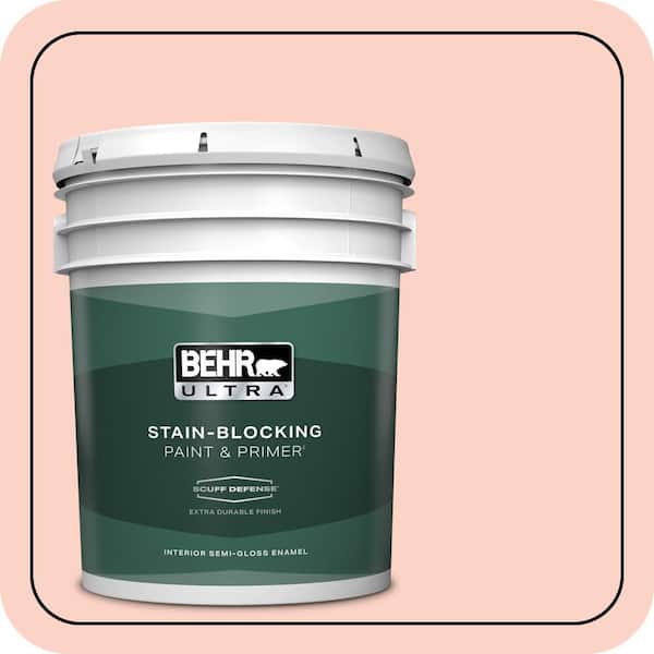 BEHR ULTRA 5 gal. #200A-2 Coral Cream Extra Durable Semi-Gloss Enamel Interior Paint & Primer