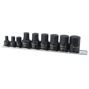 1/4 in. Drive Stubby SAE Hex Bit Socket (9-Piece)