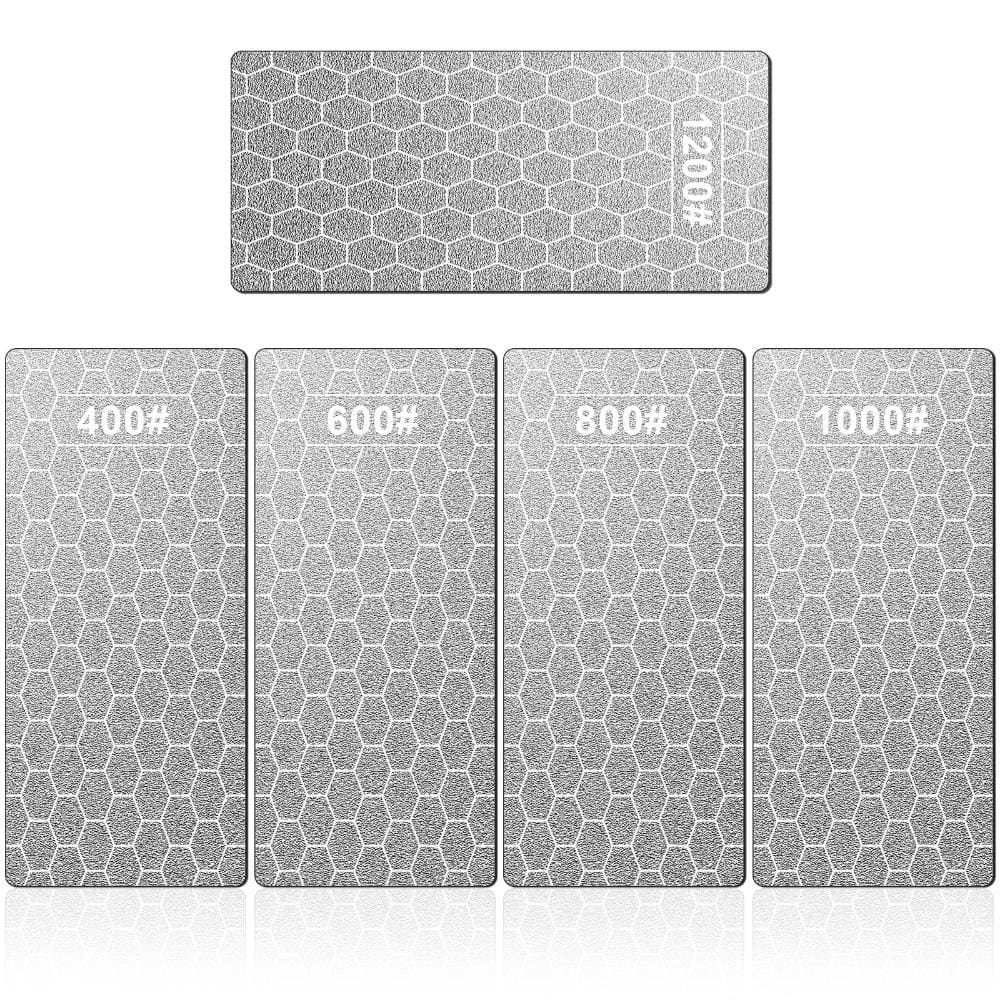 Diamond Sharpening Stone Set, 5-Piece Knife Sharpening Plates 400-1200 Grit with Honeycomb Surface and Non-Slip