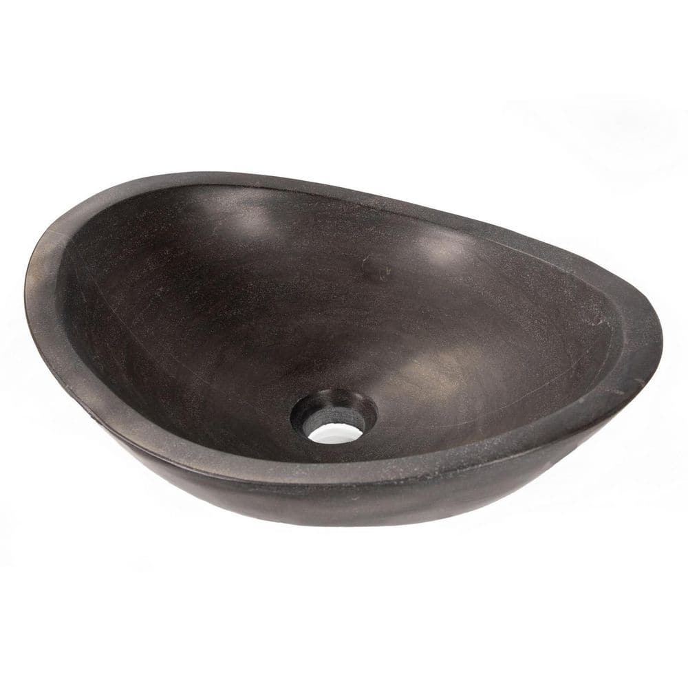 Honed Black Limestone Canoe Shaped Bathroom Sink