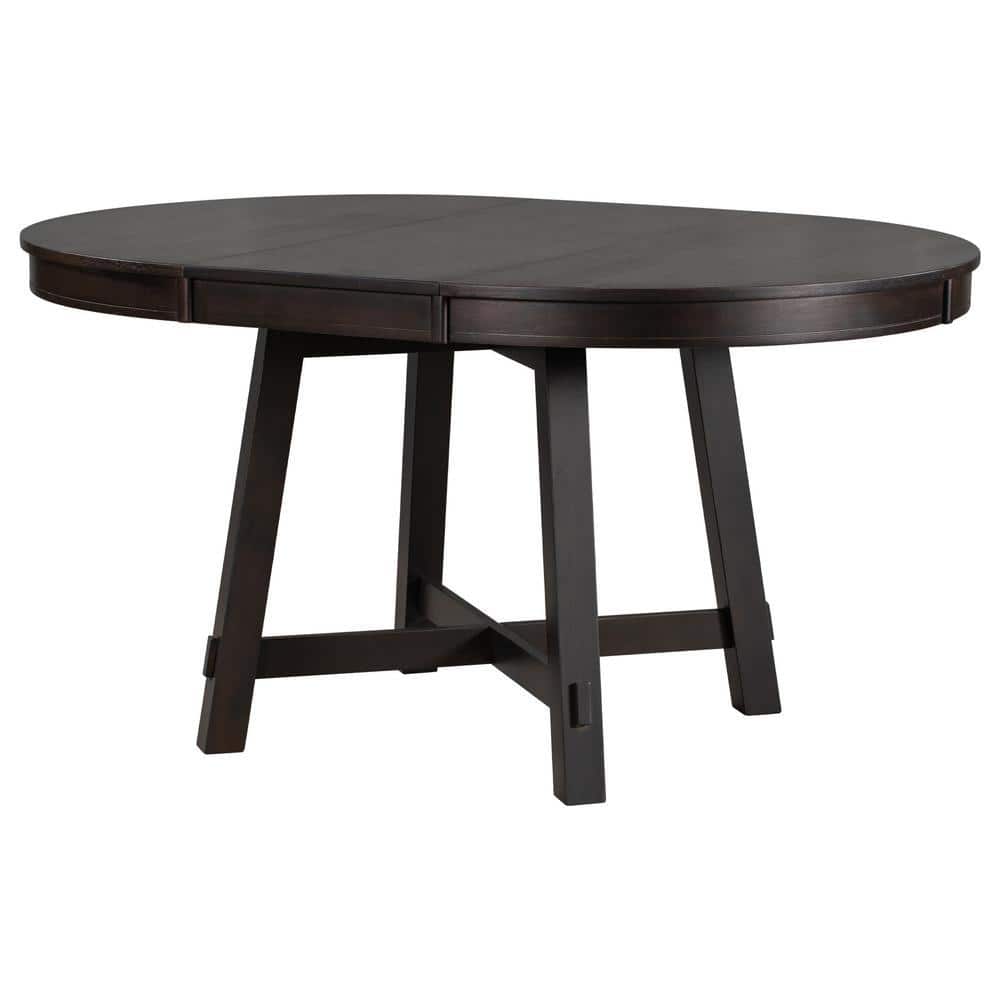 Espresso Wood 30 in. H Extendable Outdoor Dining Table with 16“ Leaf