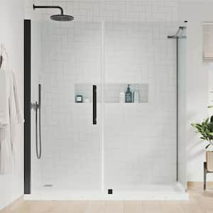 Pasadena 59-13/16 in. W x 72 in. H Rectangular Pivot Frameless Corner Shower Enclosure in Black