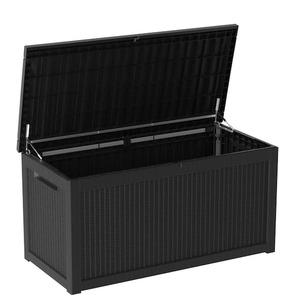 Black 260 Gal. Outdoor Storage Deck Box, Large Lockable Resin Storage Chest Bin for Garden Pool Patio Furniture