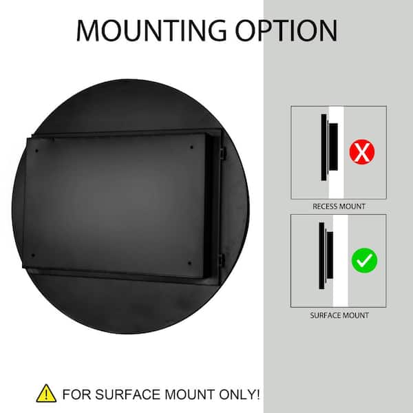 WELLFOR FS 31.5-in x 31.5-in Recessed Mount Gold Mirrored Round Soft Close Medicine Cabinet