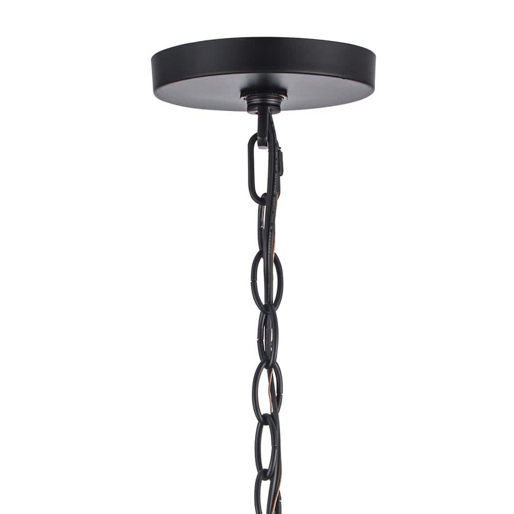 Meadowlark Modern Farmhouse 8-Light Black Chandelier with Clear Glass Shades