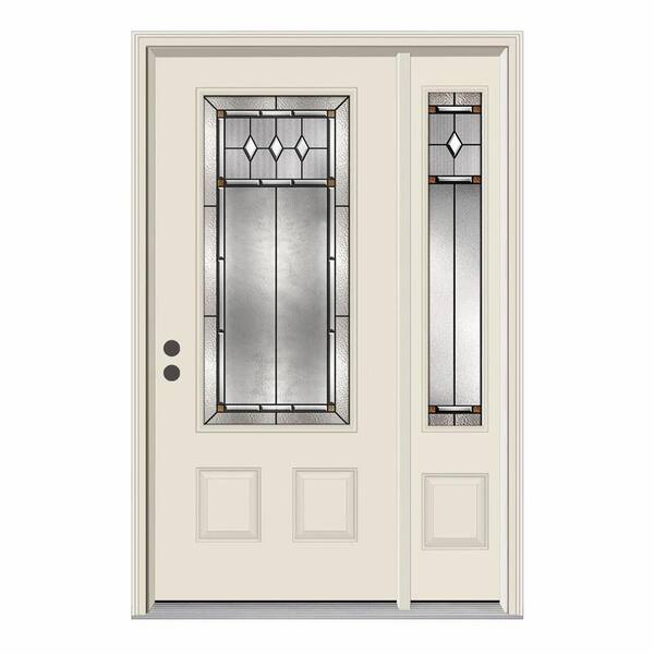 JELD-WEN 50 in. x 80 in. 3/4 Lite Mission Prairie Primed Steel Prehung Right-Hand Inswing Front Door with Right-Hand Sidelite