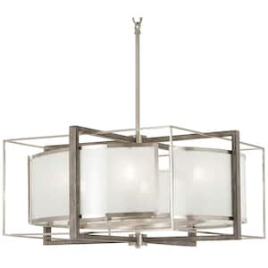 Tyson's Gate 6-Light Brushed Nickel with Shale Wood Pendant
