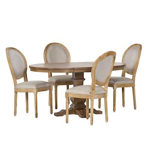 Dason 5-Piece Beige and natural Dining Set