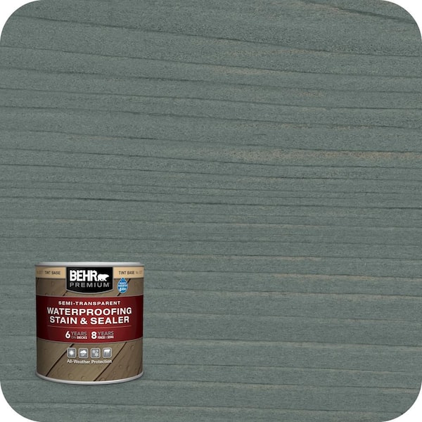 BEHR PREMIUM 8 oz. #ST-119 Colony Blue Semi-Transparent Waterproofing Exterior Wood Stain and Sealer Sample