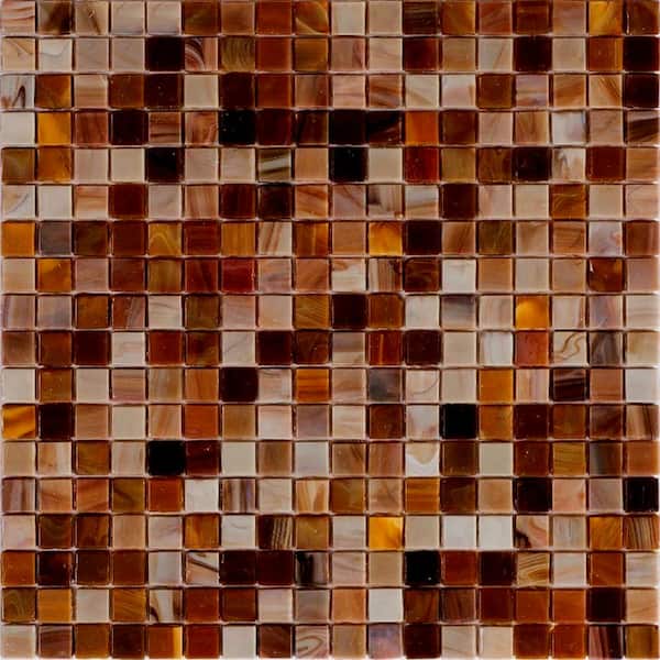 Apollo Tile Skosh Glossy Brown 11.6 in. x 11.6 in. Glass Mosaic Wall and Floor Tile (18.69 sq. ft./case) (20-pack)