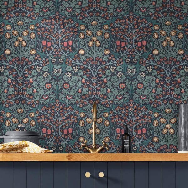 Blackthorn Navy Blue Wallpaper Sample