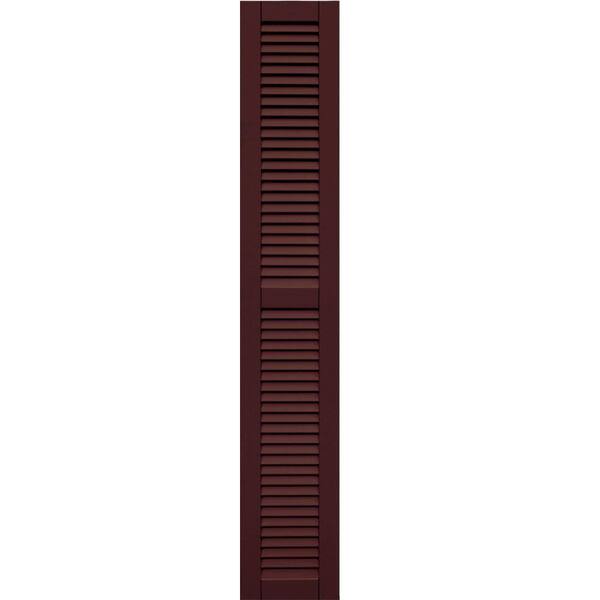 Winworks Wood Composite 12 in. x 72 in. Louvered Shutters Pair #657 Polished Mahogany