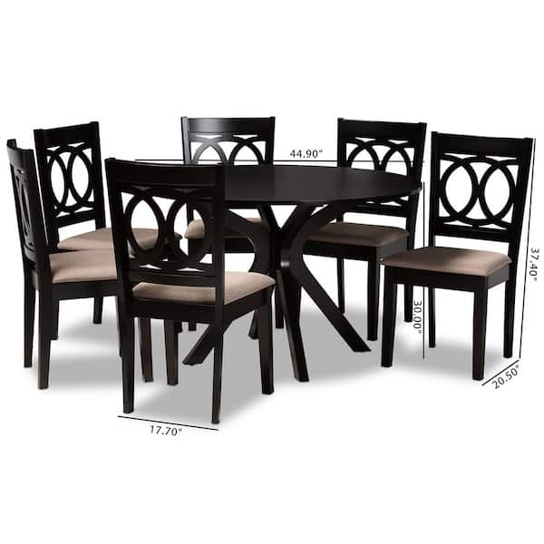 Baxton Studio Mila 7 Piece Grey and Dark Brown Dining Set