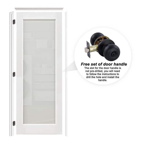 28 in. x 80 in. 1-Lite Frosted Glass Left White Solid Core MDF Single Interior Door with Separated Jamb and Lever