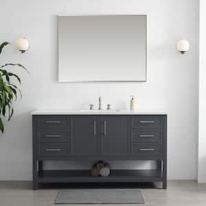 Arlo 60 in. W x 22 in. D x 34 in. H Bath Vanity in Dark Gray with Engineered Stone Top in Ariston White with White Sink