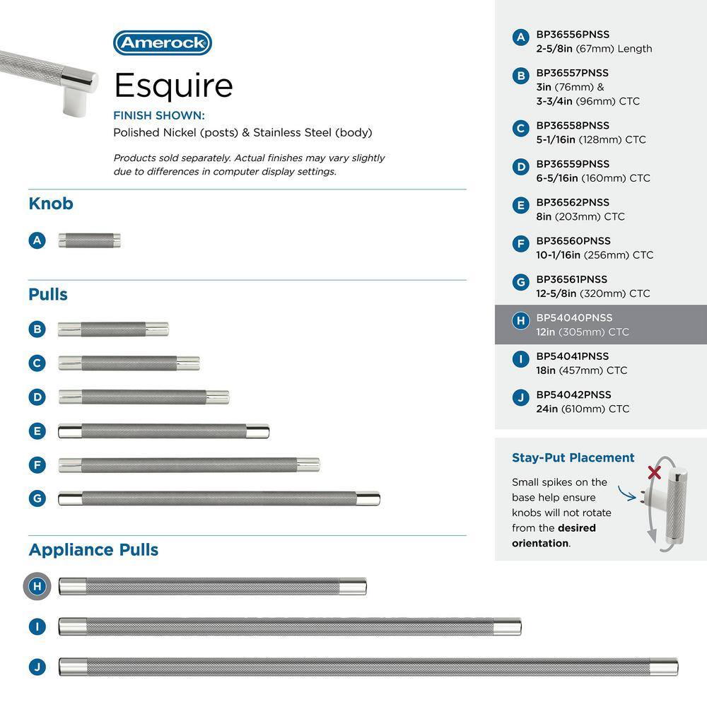 Polished Nickel and Stainless Steel 13" Appliance Pull
